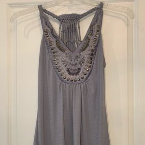 Gray Razorback tank top with embellishments